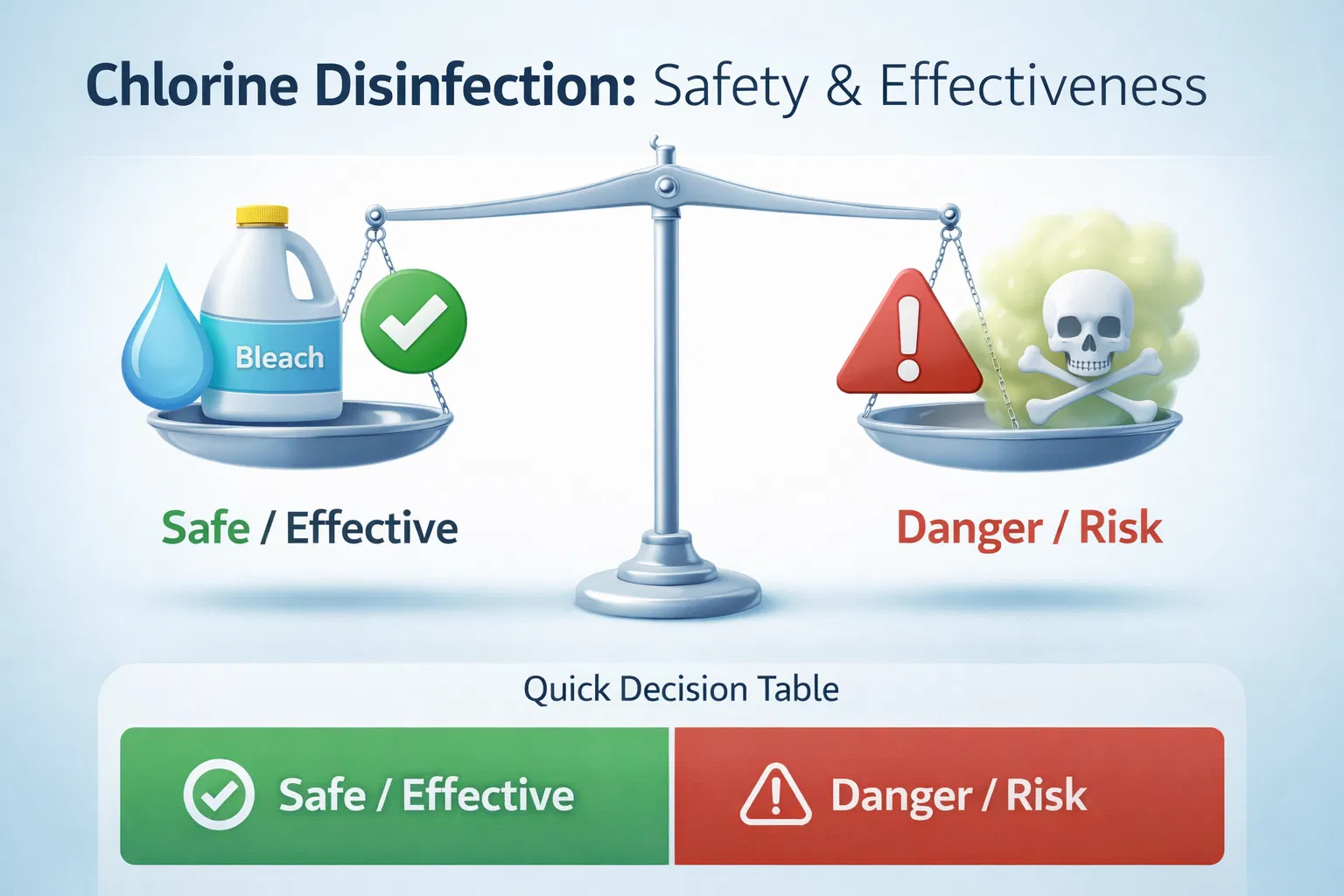 هل الكلور يكفي لتعقيم الخزان؟ متى يكون خطر؟ (جدول قرار سريع)