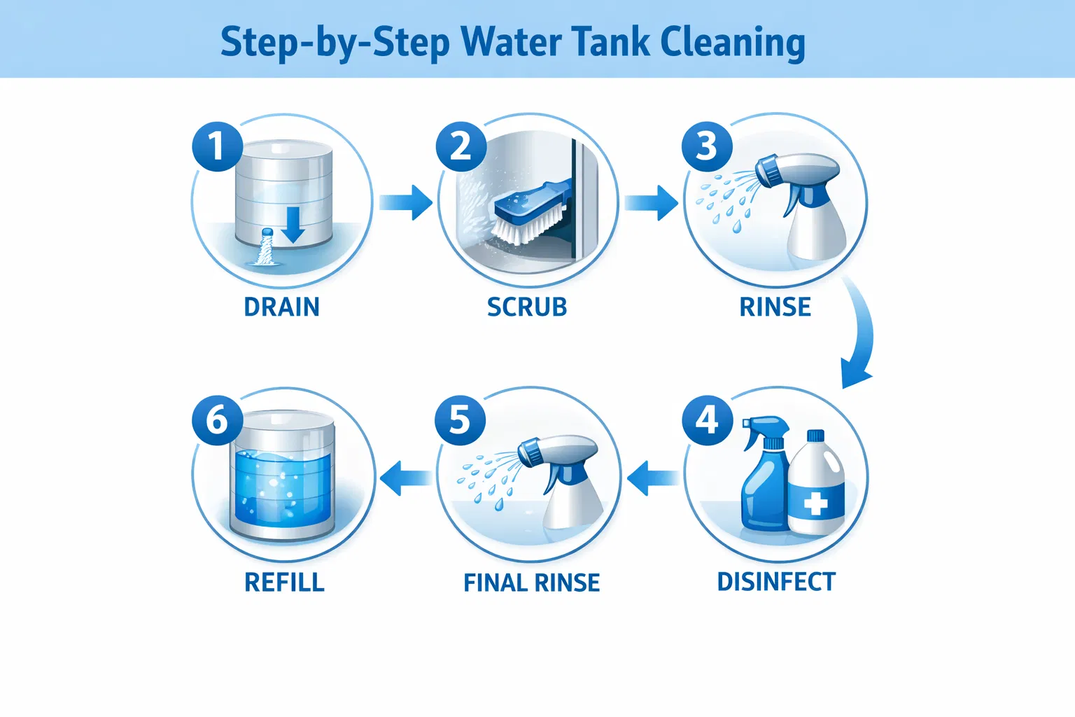 طريقة تنظيف الخزان خطوة بخطوةمن التفريغ إلى إعادة تعبئة آمنة