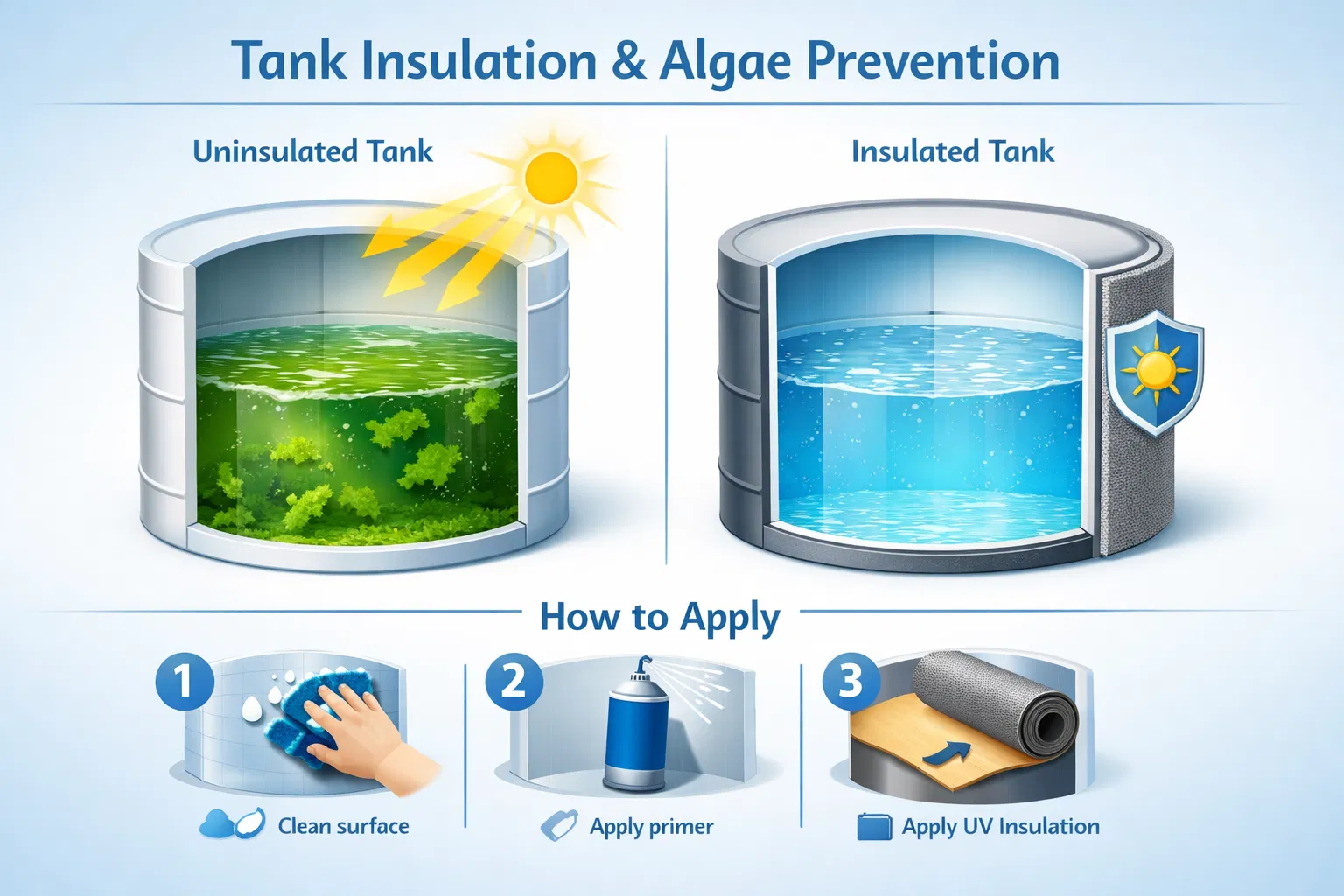 هل عزل الخزان يمنع الطحالب؟ الحقيقة وكيف تطبّقه صح