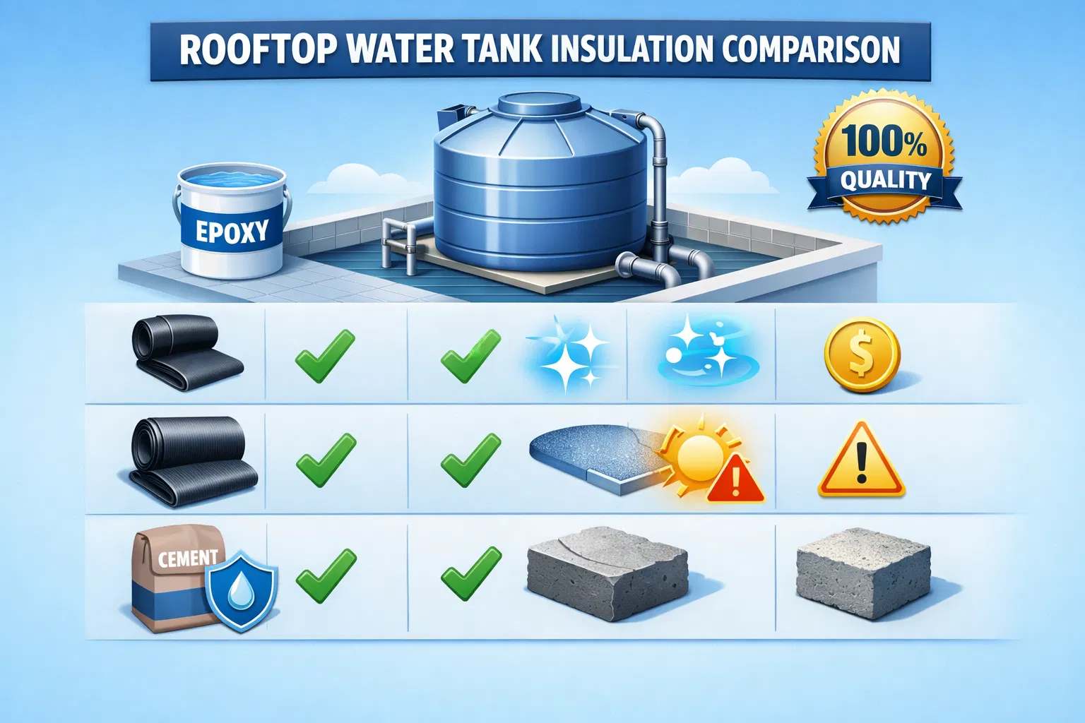 أفضل مادة لعزل الخزان العلوي: كيف تختار بدون ما تدفع مرتين؟