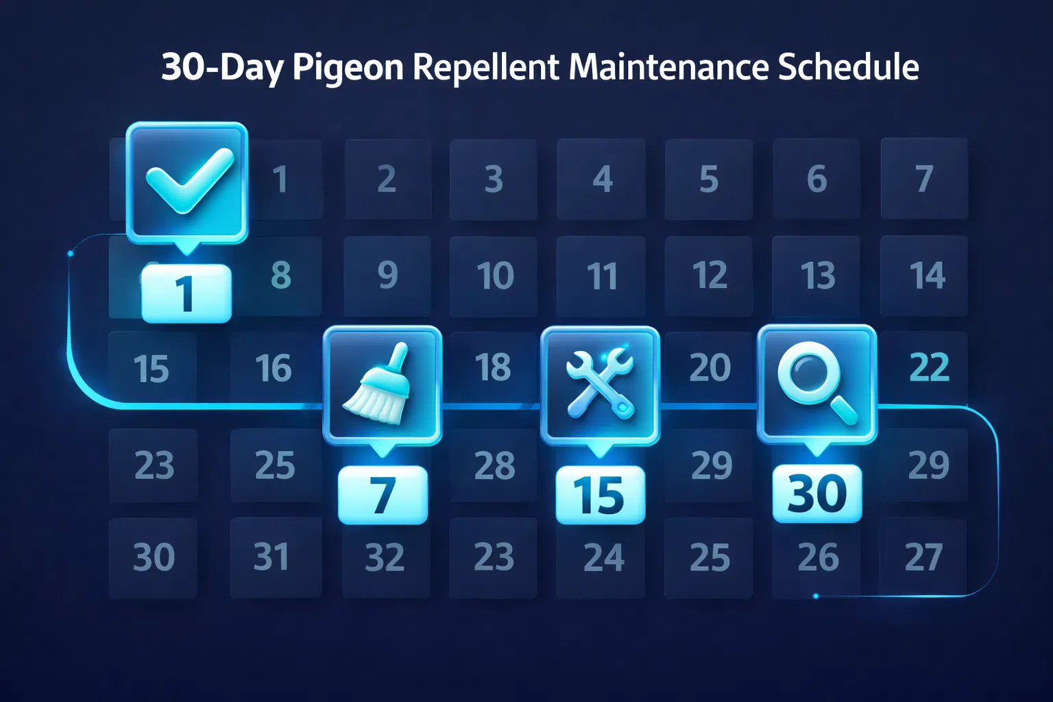 صيانة طارد الحمام بعد التركيب: جدول متابعة يمنع رجوعه