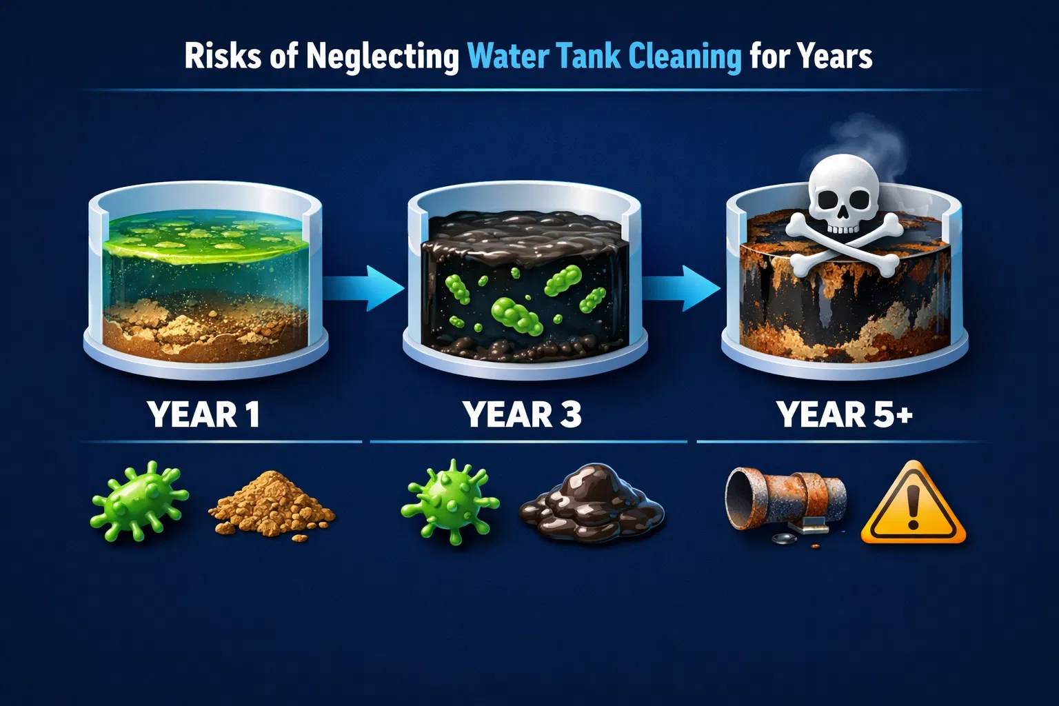 هل يوجد ضرر من ترك الخزان بدون تنظيف سنوات؟ ماذا يحدث فعليًا