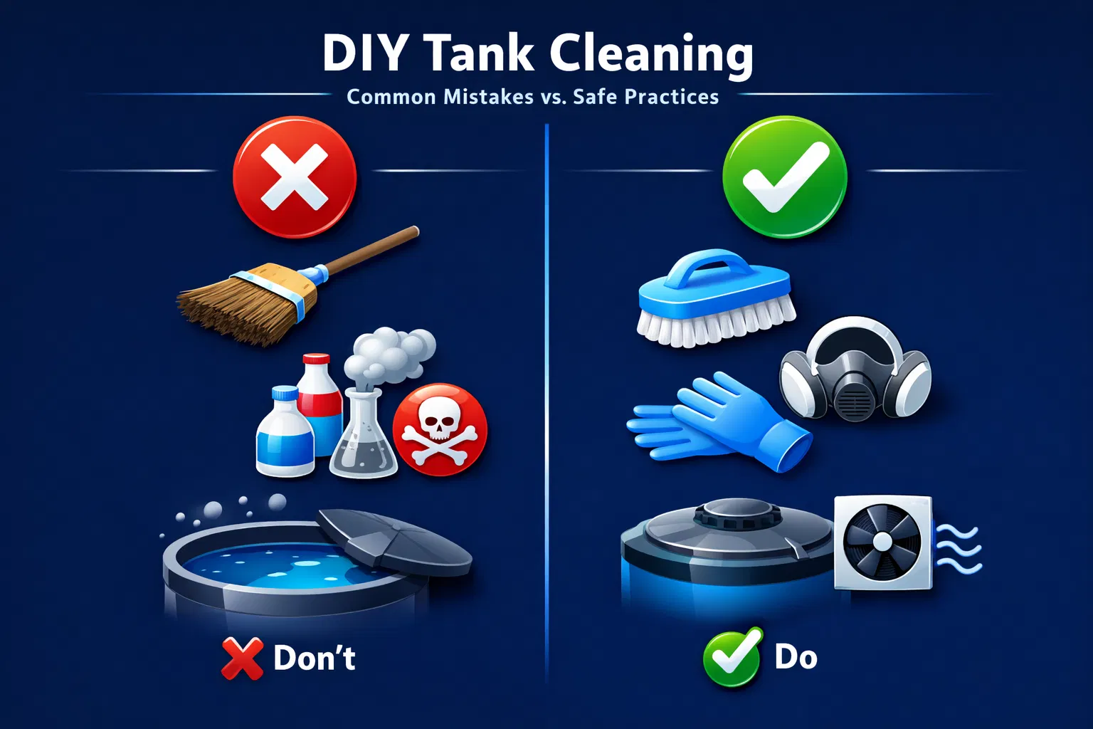 أخطاء شائعة عند تنظيف الخزان بنفسك (قد تسبب تلوث) 0562808162